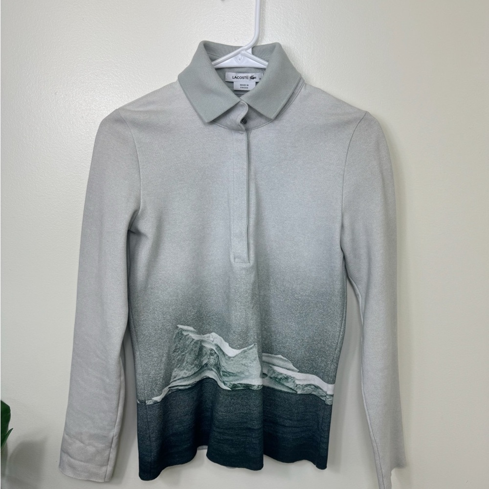 Lacoste Rare Ombré Grey Green Iceberg Long Sleeve Polo Pullover 36